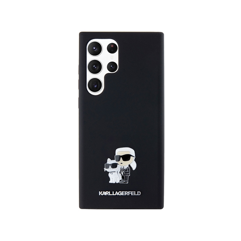 Karl Lagerfeld Klhcs23Lsmhkcnpk S23 Ultra S918 Hardcase Czarny/black Silicone Karl&choupette Metal Pin
