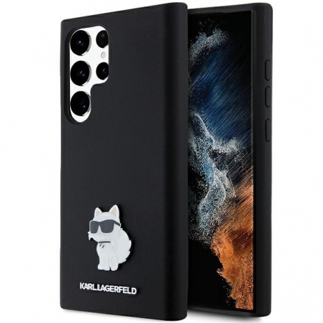 Karl Lagerfeld Klhcs23Lsmhcnpk S23 Ultra S918 Czarny/black Hardcase Silicone Choupette Metal Pin