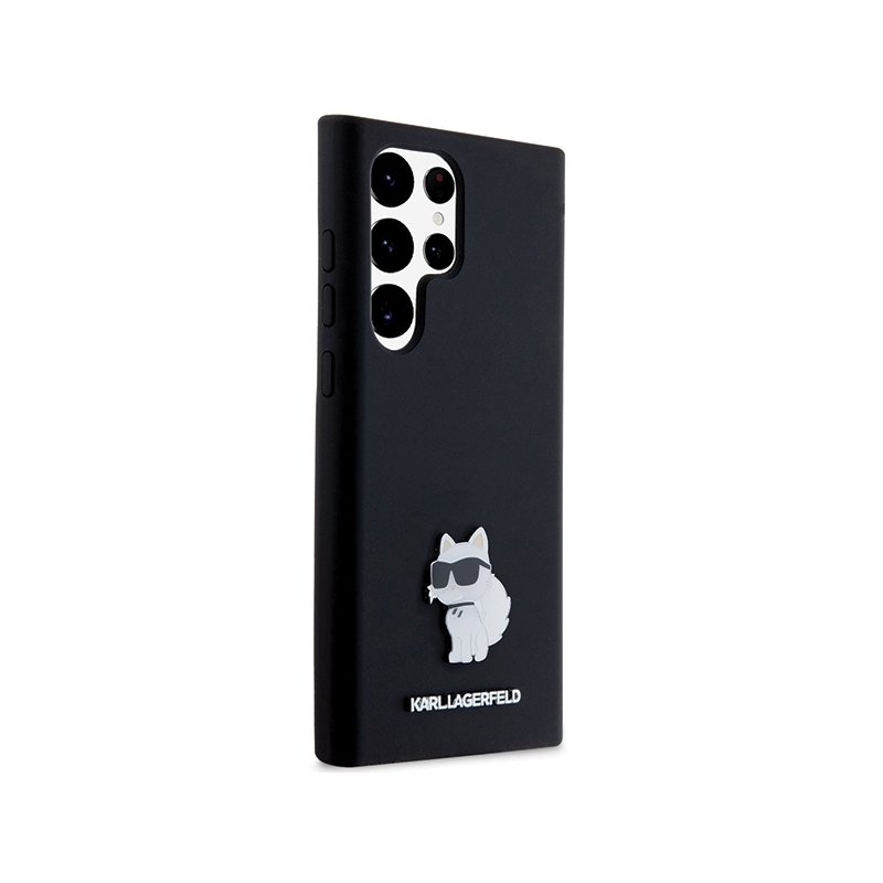 Karl Lagerfeld Klhcs23Lsmhcnpk S23 Ultra S918 Czarny/black Hardcase Silicone Choupette Metal Pin