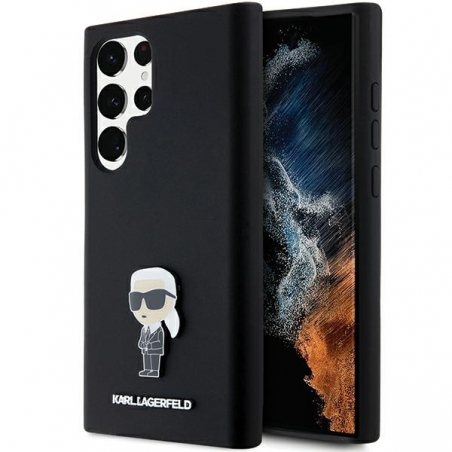 Karl Lagerfeld Klhcs23Lsmhknpk S23 Ultra S918 Czarny/black Silicone Ikonik Metal Pin