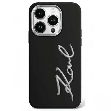 Karl Lagerfeld Klhcp15Lscmsmvk Iphone 15 Pro 6.1" Czarny/black Hardcase Silicone Metal Script Logo