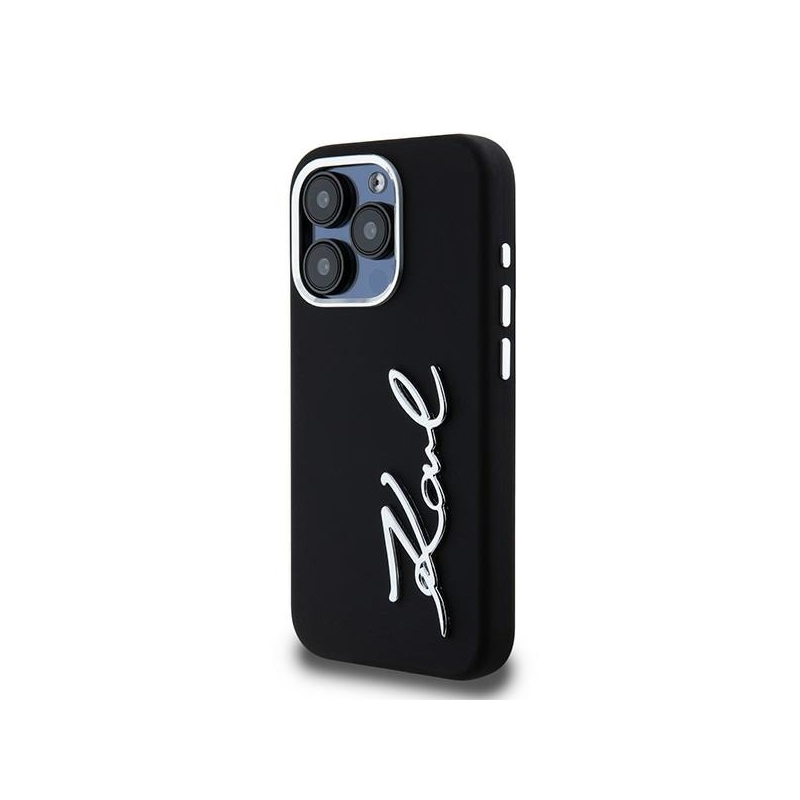 Karl Lagerfeld Klhcp15Lscmsmvk Iphone 15 Pro 6.1" Czarny/black Hardcase Silicone Metal Script Logo