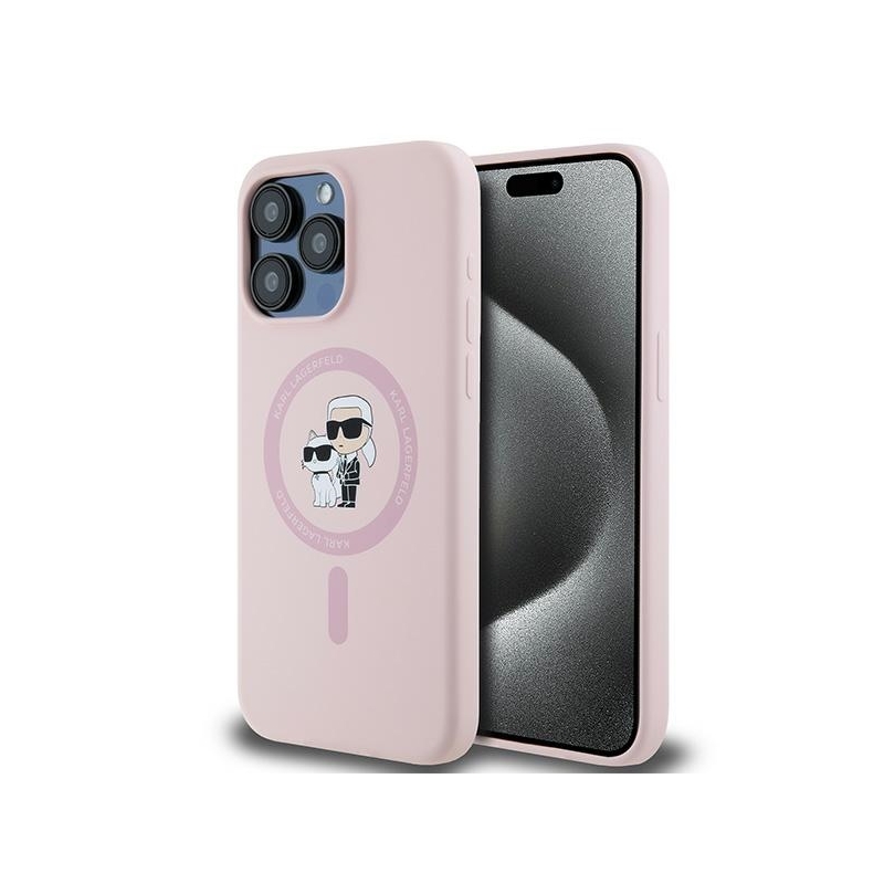 Karl Lagerfeld Klhmp15Lscmkcrhp Iphone 15 Pro 6.1" Różowy/pink Hardcase Silicone Karl & Choupette Magsafe