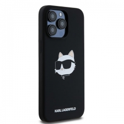 Karl Lagerfeld Klhmp15Lschpplk Iphone 15 Pro 6.1" Czarny/black Hardcase Silicone Choupette Head Magsafe