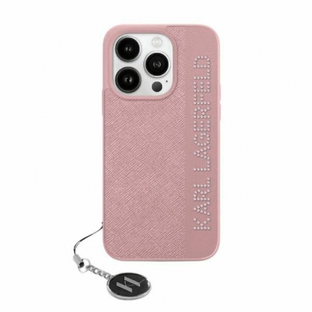 Karl Lagerfeld Klhcp15Lpsakdgcp Iphone 15 Pro 6.1" Różowy/pink Hardcase Saffiano Rhinestones & Charm