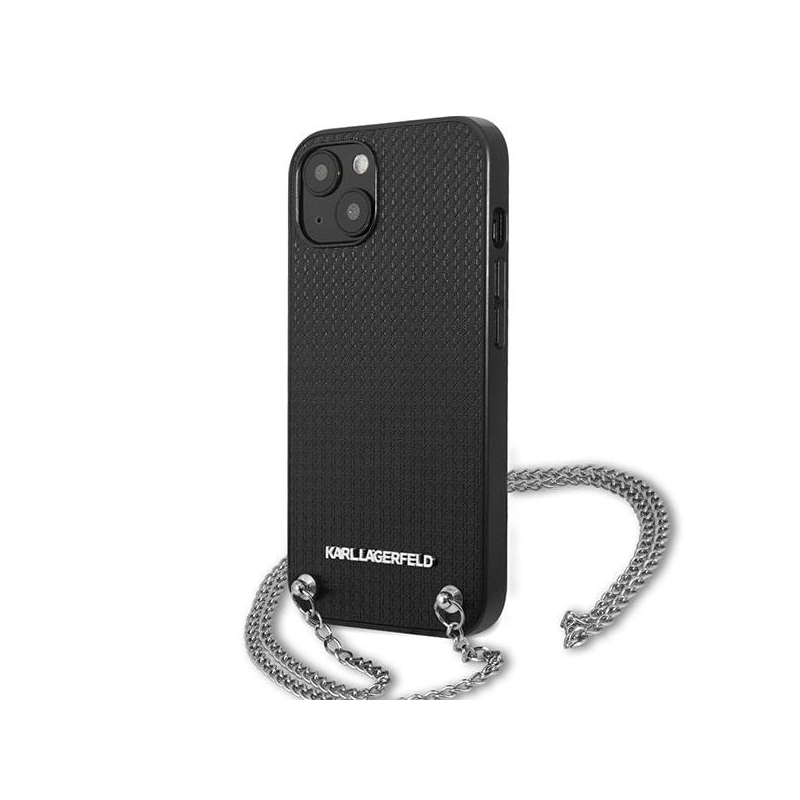 Karl Lagerfeld Klhcp13Mpmk Iphone 13 / 14 / 15 6,1" Hardcase Czarny/black Leather Textured And Chain