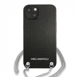 Karl Lagerfeld Klhcp13Mpmk Iphone 13 / 14 / 15 6,1" Hardcase Czarny/black Leather Textured And Chain