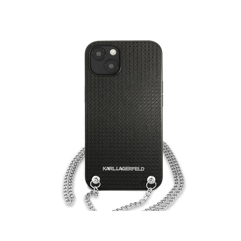 Karl Lagerfeld Klhcp13Mpmk Iphone 13 / 14 / 15 6,1" Hardcase Czarny/black Leather Textured And Chain