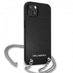 Karl Lagerfeld Klhcp13Mpmk Iphone 13 / 14 / 15 6,1" Hardcase Czarny/black Leather Textured And Chain