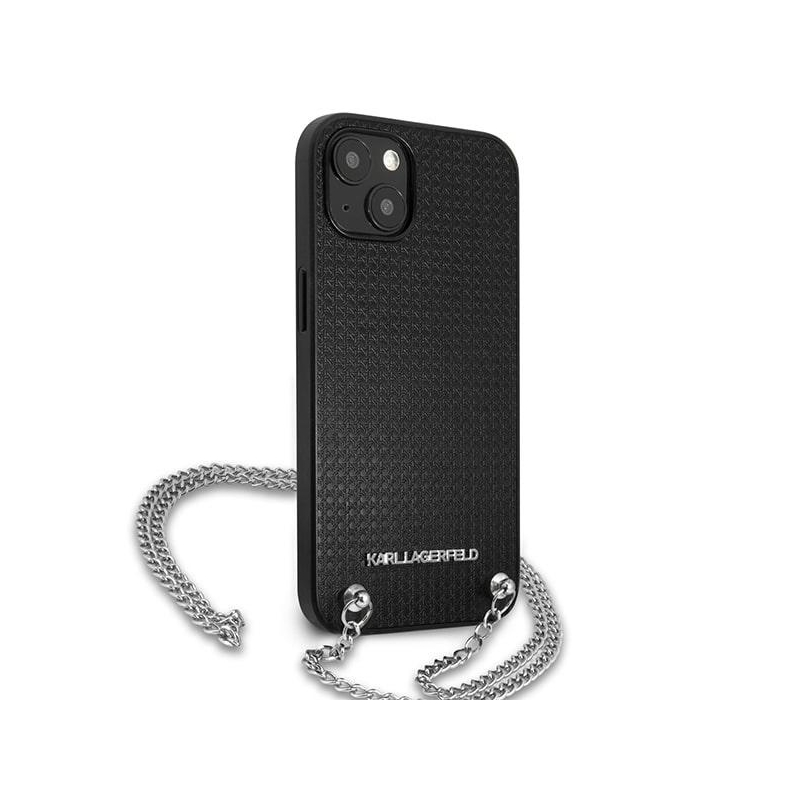 Karl Lagerfeld Klhcp13Mpmk Iphone 13 / 14 / 15 6,1" Hardcase Czarny/black Leather Textured And Chain