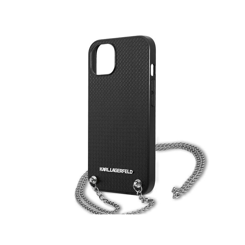 Karl Lagerfeld Klhcp13Mpmk Iphone 13 / 14 / 15 6,1" Hardcase Czarny/black Leather Textured And Chain