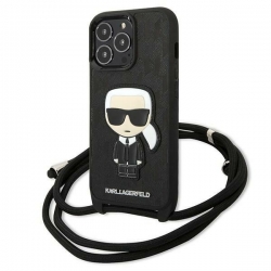 Karl Lagerfeld Klhcp13Lcmnipk Iphone 13 Pro / 13 6,1" Hardcase Czarny/black Leather Monogram Patch And Cord Iconik