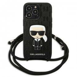 Karl Lagerfeld Klhcp13Lcmnipk Iphone 13 Pro / 13 6,1" Hardcase Czarny/black Leather Monogram Patch And Cord Iconik