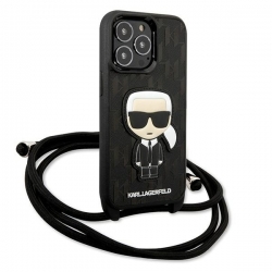 Karl Lagerfeld Klhcp13Lcmnipk Iphone 13 Pro / 13 6,1" Hardcase Czarny/black Leather Monogram Patch And Cord Iconik