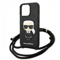 Karl Lagerfeld Klhcp13Lcmnipk Iphone 13 Pro / 13 6,1" Hardcase Czarny/black Leather Monogram Patch And Cord Iconik