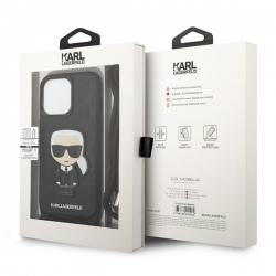 Karl Lagerfeld Klhcp13Lcmnipk Iphone 13 Pro / 13 6,1" Hardcase Czarny/black Leather Monogram Patch And Cord Iconik