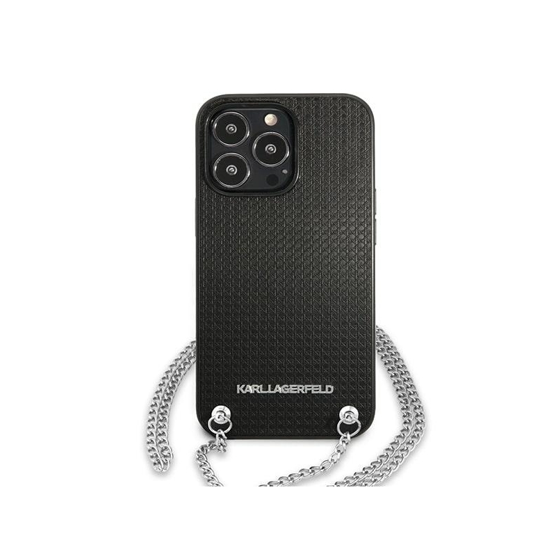 Karl Lagerfeld Klhcp13Lpmk Iphone 13 Pro / 13 6,1" Hardcase Czarny/black Leather Textured And Chain