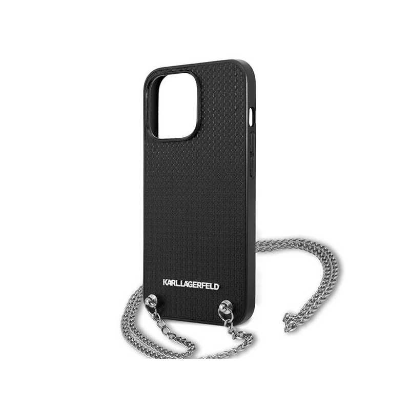 Karl Lagerfeld Klhcp13Lpmk Iphone 13 Pro / 13 6,1" Hardcase Czarny/black Leather Textured And Chain